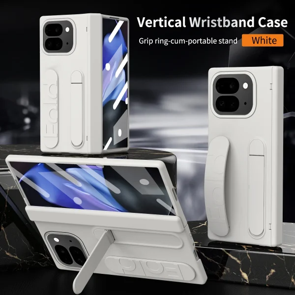 For Google Pixel 9 Pro Fold Swivel 180° Folding Wristband * Stand * Hinge 3-in-1 Full Lens Protection Drop Resistant Phone Case 7