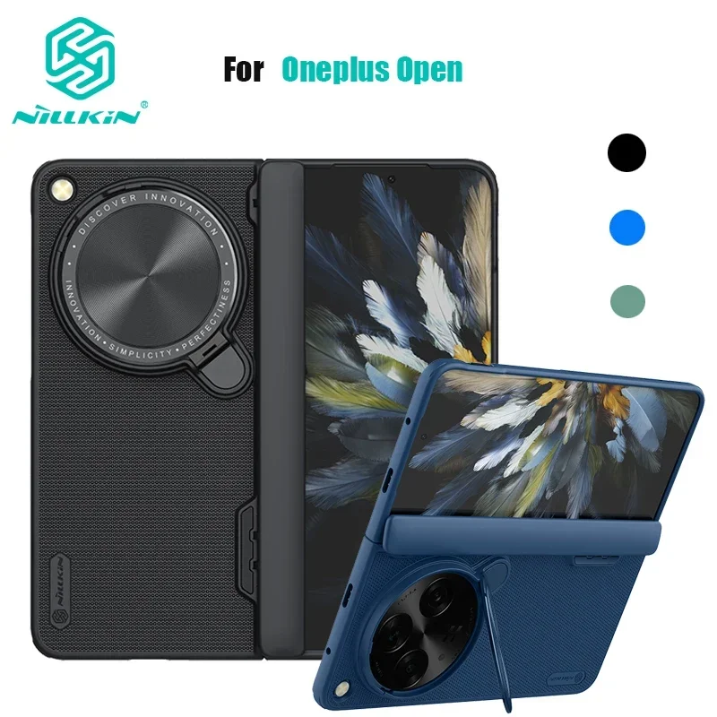 For OnePlus Open Case NILLKIN Frosted Shield Prop Full Coverage Lens Flip Bracket For One Plus Open With Mobile Phone Holder 1