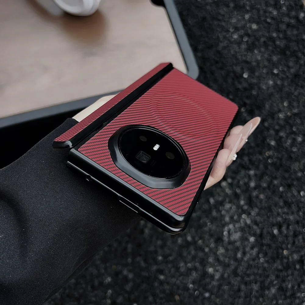 With Reboundable Hinges Carbon Fiber Grain Built-in Thin Magnetic Case For Honor Magic V 5 v5 V3 Slim Camera Protect Cover 2