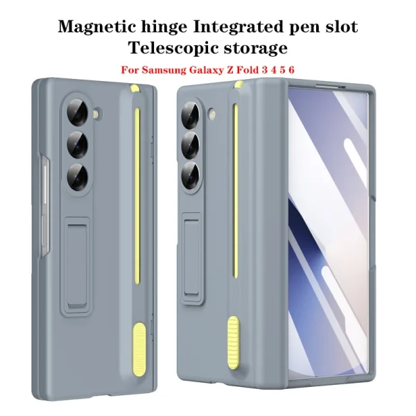 Magnetic Hinge Phone Case For Samsung Galaxy Z Fold 7 3 4 5 6 Screen Glass Protection Retractable Storage Pen Slot Holder Cover 1