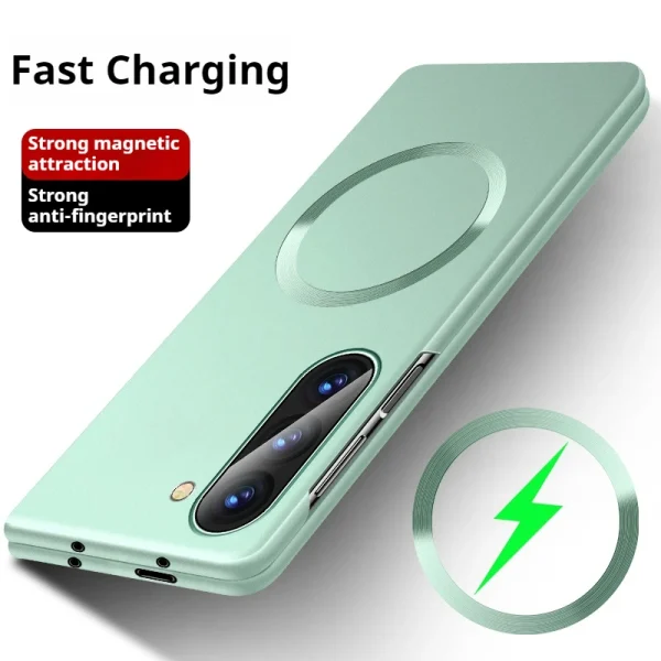 For Magsafe Metal Paint Plating Magnetic Frosted Case For Samsung Z Fold 7 6 5 4 3 ZFlip 7 6 5 4 3 Wireless Charge Slim PC Cover 8