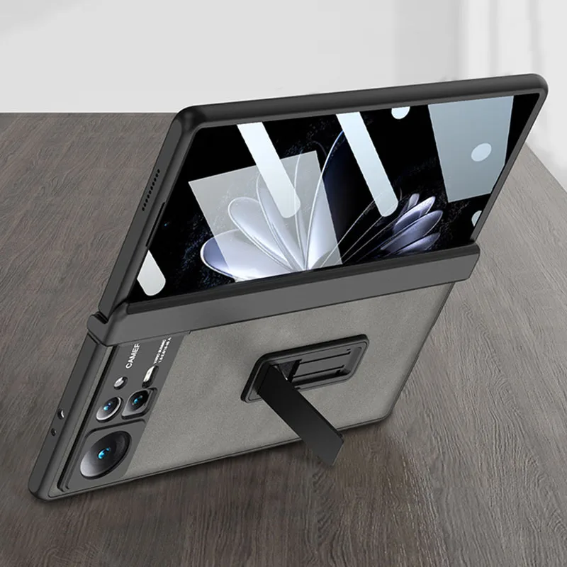 Magnetic Hinge Frosted Leather Stand Case For Xiaomi Mi Mix Fold 2 Fold2 5G Case with Glass Protective Holder Shockproof Cover 1