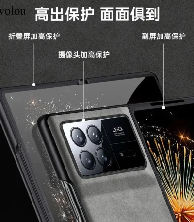 For Xiaomi Mix Fold 3 Sheepskin Leather Magnetic Ring Stand Holder Phone Case For Xiaomi Mix Fold4 2 Matte Lens Protection Cover 2