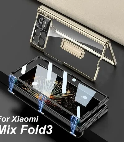 Luxury Plating Transparent Case For Xiaomi Mi Mix Fold 3 2 Fold3 Magnetic Hinge Case with Screen Glass Protective Holder Cover 1