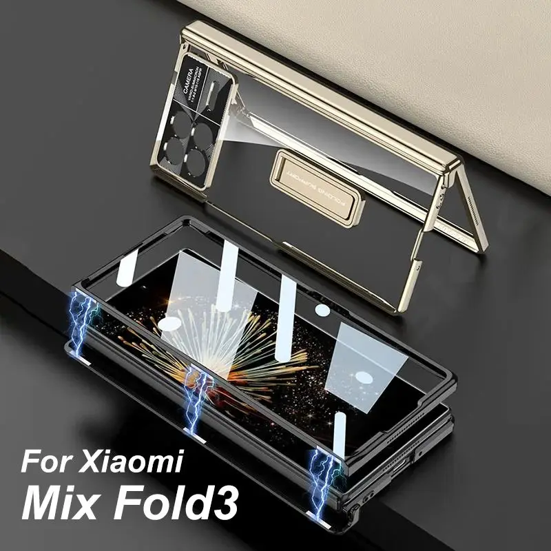 Luxury Plating Transparent Case For Xiaomi Mi Mix Fold 3 2 Fold3 Magnetic Hinge Case with Screen Glass Protective Holder Cover 1