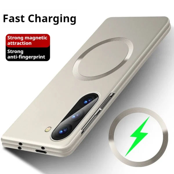 For Magsafe Metal Paint Plating Magnetic Frosted Case For Samsung Z Fold 7 6 5 4 3 ZFlip 7 6 5 4 3 Wireless Charge Slim PC Cover 10