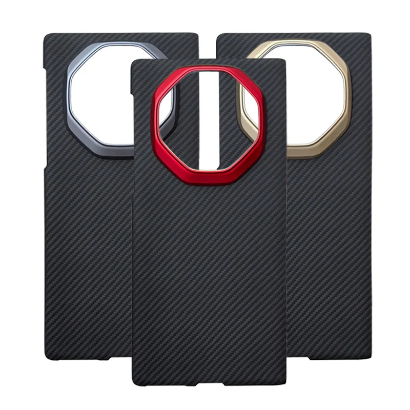 Original Carbon Fiber Phone Case for Huawei Mate XT Luxury Ultra-thin 600D Aramid Fiber Magnetic Metal Lens Guard Phone Cover 2