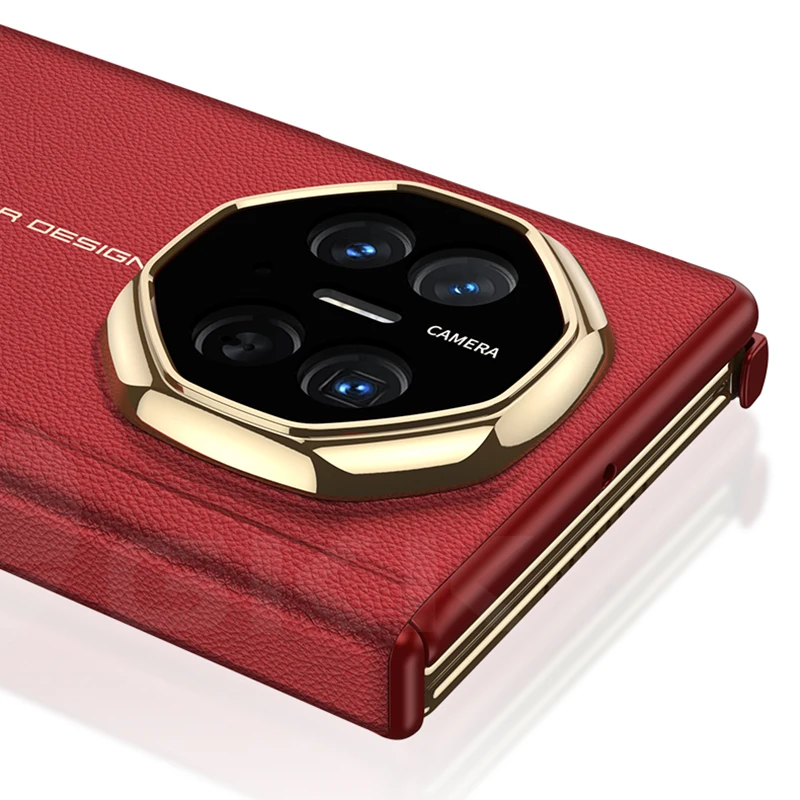 Double Magnetic Hinge All-included Case For Huawei Mate XT Luxury Plating Plain Leather Stand Hard Cover For Huawei Mate XT Case 2