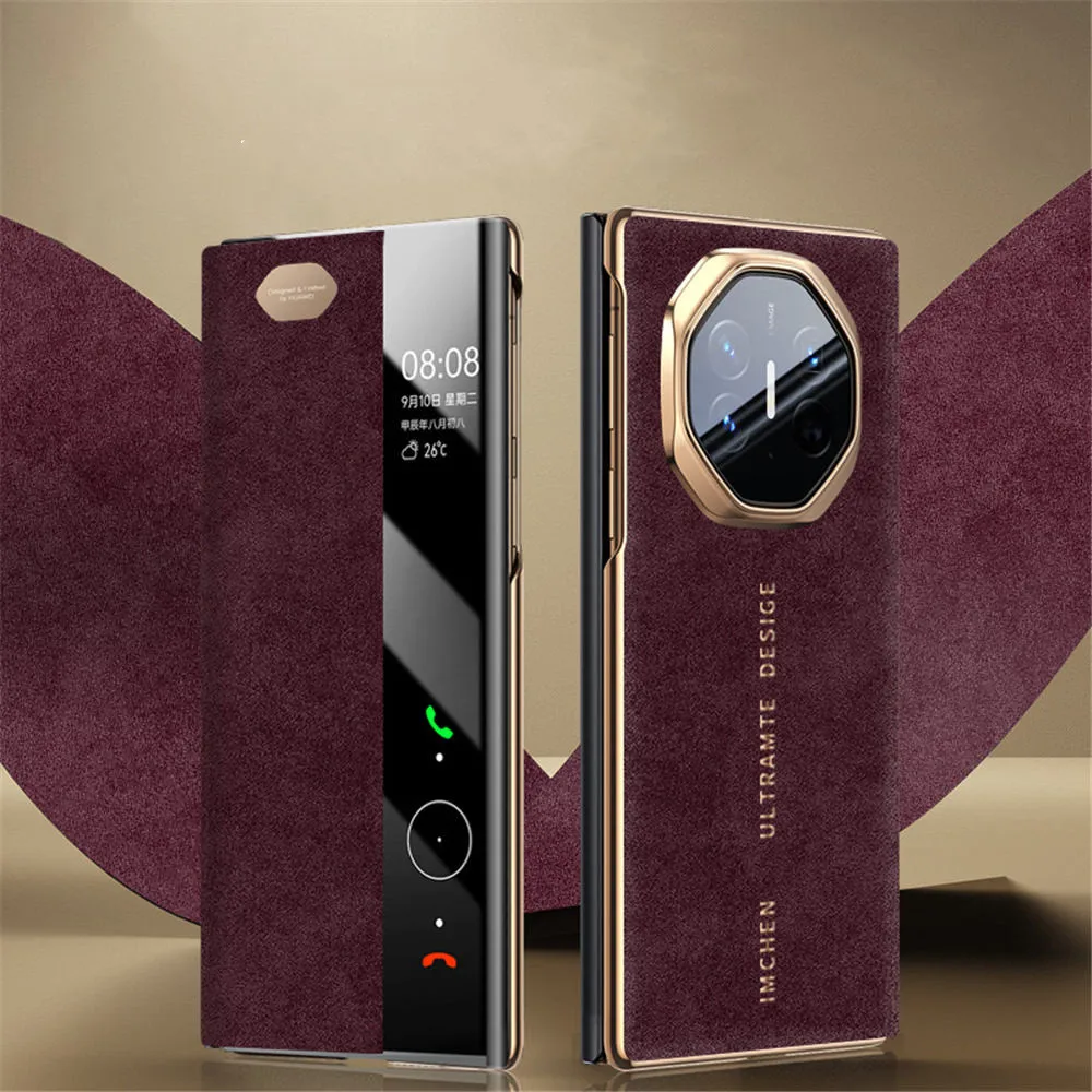 Genuine Italy ALCANTARA Leather Flip Case for Huawei Mate XT Window View Business Full Cover 1