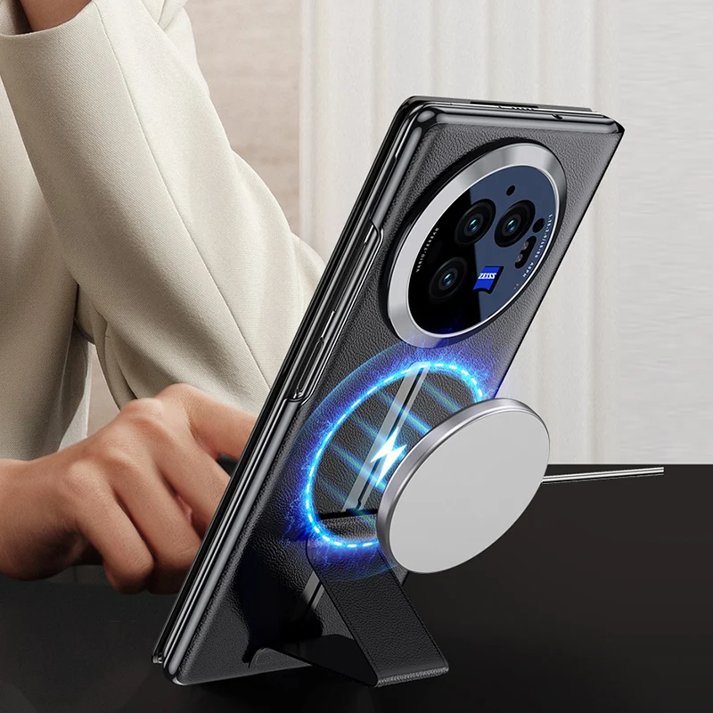 LANGSIDI Smart Flip Case for Vivo X Fold 3 Pro X Fold3 Magnetic Wrist Strap Stand Kickstand Back Cover 2