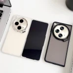 Micro-Frosted Matte Skin Folding Case For OnePlus Open / OPPO Find N3 Camera Foldable Metal Stand Holder Kickstand 5