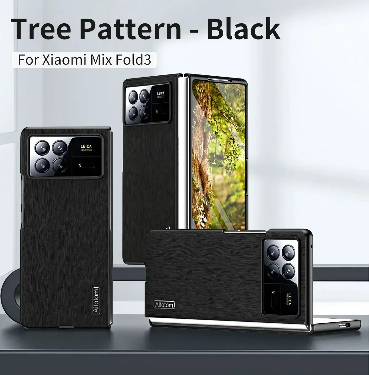 Luxury Leather Frosted Tree Pattern Phone Case for Xiaomi Mix Fold 3 Fold 2 Fold 4G 5G Cute Hard PC Frame Folding Cover 2