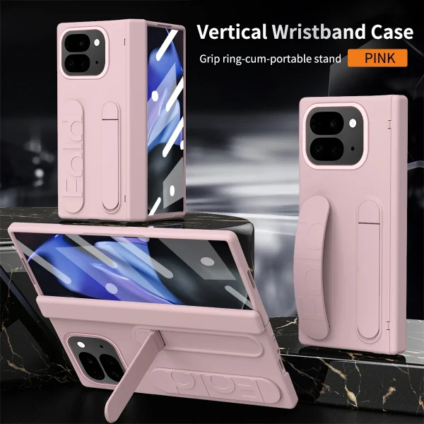 For Google Pixel 9 Pro Fold Swivel 180° Folding Wristband * Stand * Hinge 3-in-1 Full Lens Protection Drop Resistant Phone Case 11