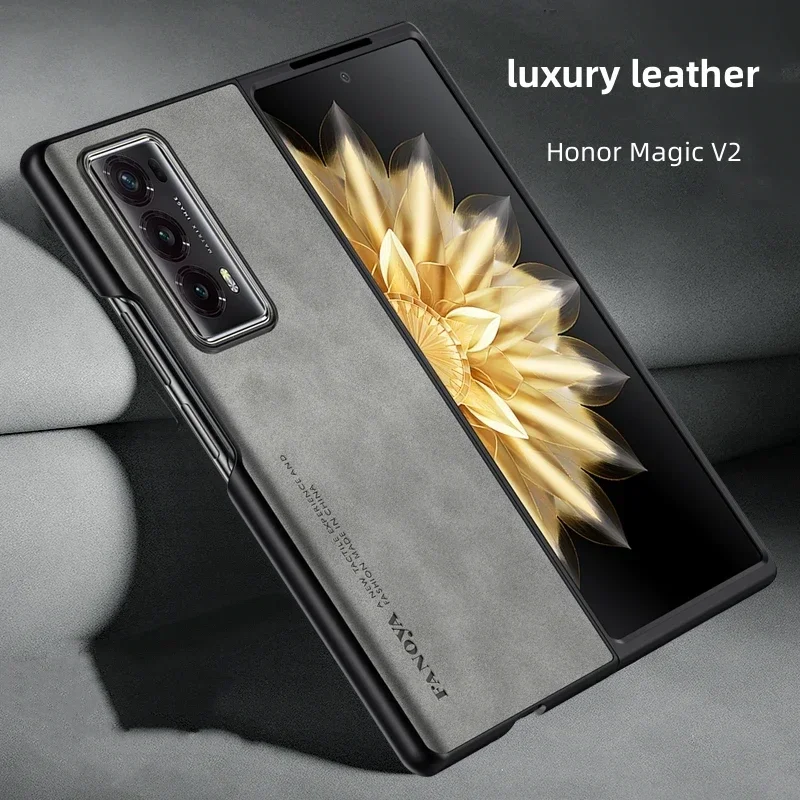 Luxury Leather Matte Flip Folding Phone Case for Honor Magic V V2 5G Case Thin Lightweight Shockproof Back Cover 1