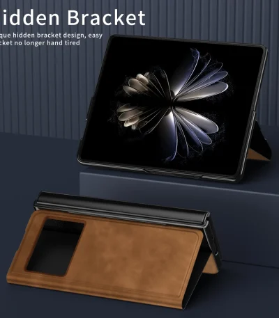 Luxury Leather Folding Case For Xiaomi Mix Fold 2 High-end Business Holster For Mi Mix Fold 2 With Hidden Bracket 1