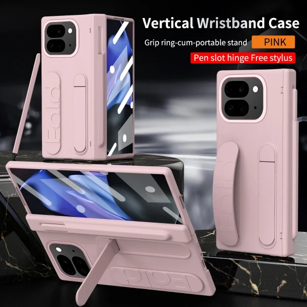 For Google Pixel 9 Pro Fold Swivel 180° Folding Wristband * Stand * Hinge 3-in-1 Full Lens Protection Drop Resistant Phone Case 17