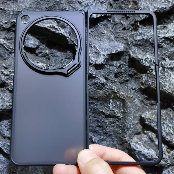 Micro-Frosted Matte Skin Folding Case For OnePlus Open / OPPO Find N3 Camera Foldable Metal Stand Holder Kickstand 8